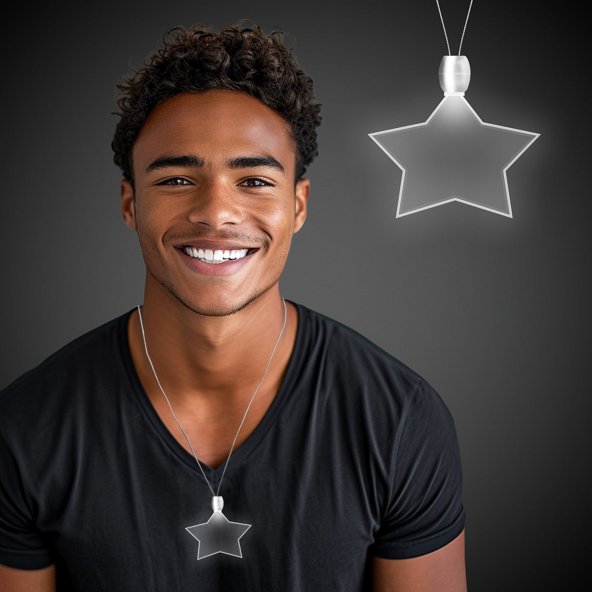 White LED Star Pendant Necklace