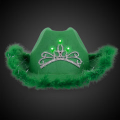 LED Green Cowboy Hat with Tiara