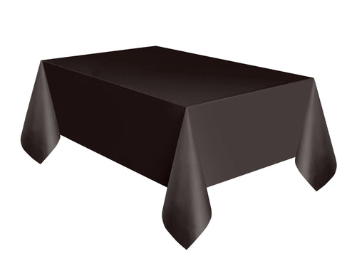 Midnight Black Solid Rectangular Plastic Table Cover, 54" x 108"