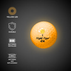 Night Flyer LED Yellow Constant-On Golf Ball