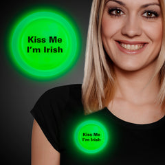 Kiss Me I'm Irish Green Glow Badge