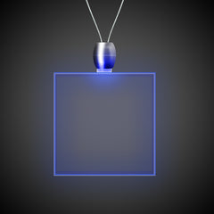 Blue LED Square Pendant Necklace