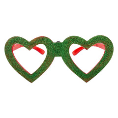 LED Green Heart Glitter Glasses