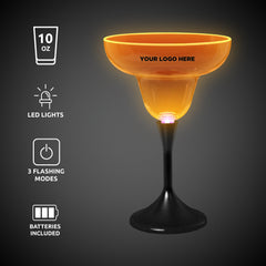 Neon Orange LED 10 oz. Margarita Glass