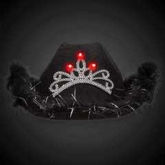 LED Black Cowboy Hat with Tiara