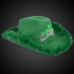 LED Green Cowboy Hat with Tiara