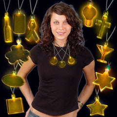 Amber LED Ribbon Pendant Necklaces