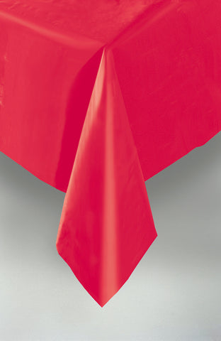 Ruby Red Solid Rectangular Plastic Table Cover, 54" x 108"
