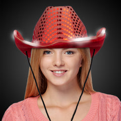 LED Red Sequin Cowboy Hat
