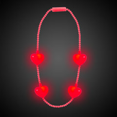 LED Jumbo Pink Hearts Necklace