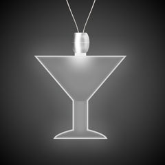 White LED Martini Pendant Necklace