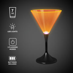 LED Neon Orange 7 oz. Martini Glass