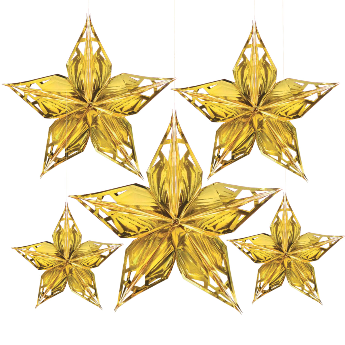 Gold Metallic Star Decorations