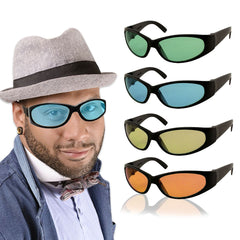 Colored Lens Black Wrap Sunglasses