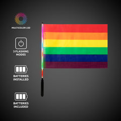 LED Rainbow Pride 12"x18" Flag