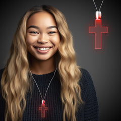Red LED Cross Pendant Necklace
