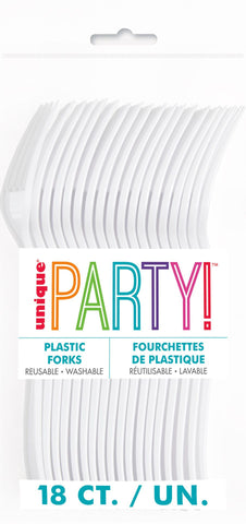 White Solid Plastic Forks, 18ct