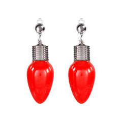 LED Red Bulb Clip-On Earrings