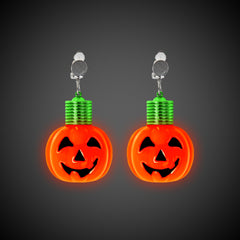 LED Pumpkin Clip-On Earrings