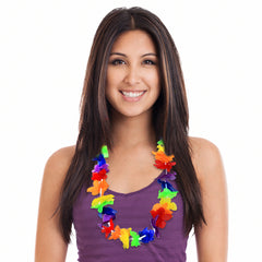Rainbow Silk Flower 40" Leis