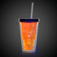 LED Neon Orange Skull Cup