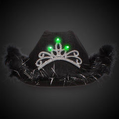 LED Black Cowboy Hat with Tiara