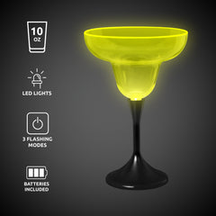 Neon Yellow LED 10 oz. Margarita Glass