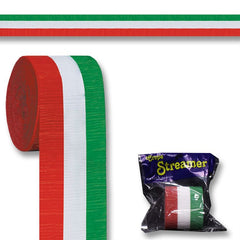 Red, White & Green Crepe Paper Streamer