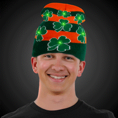 LED Shamrocks Knit Beanie