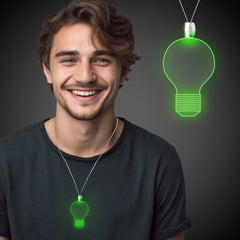 Green LED Light Bulb Pendant Necklace