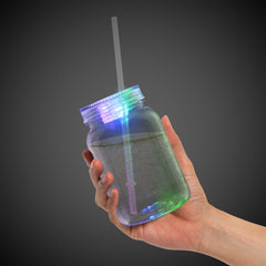 LED 20 oz. Mason Jar with Straw