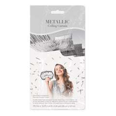 Silver Metallic Fringe Ceiling Curtain