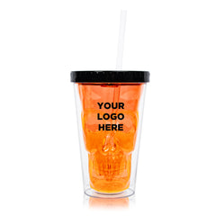 LED Neon Orange Skull Cup