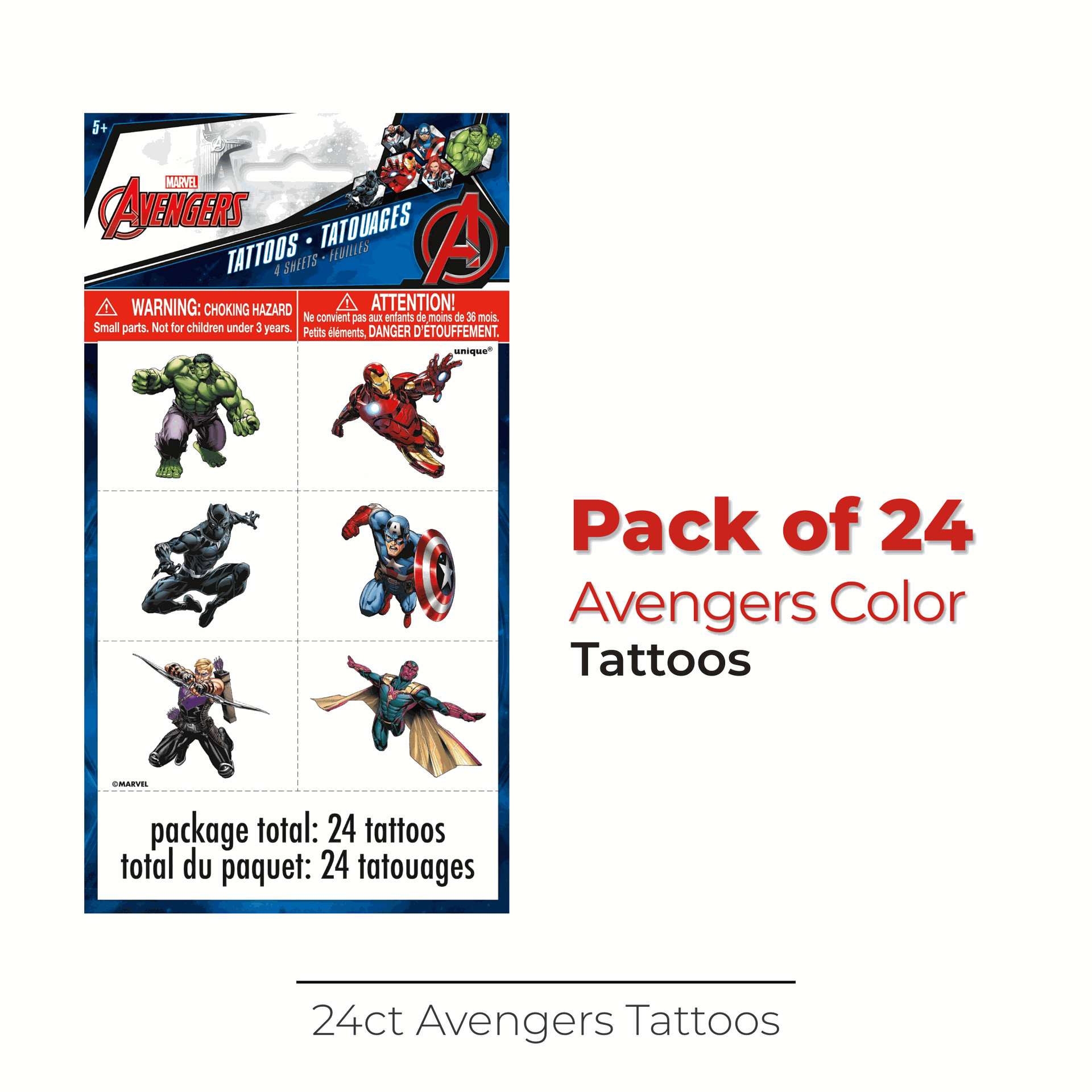Colour Express Avengers Color Tattoo Sheets, 4ct – Windy City Novelties