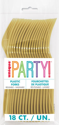 Gold Solid Plastic Forks, 18ct