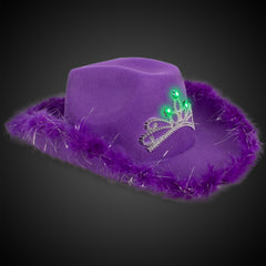 LED Purple Cowboy Hat with Tiara