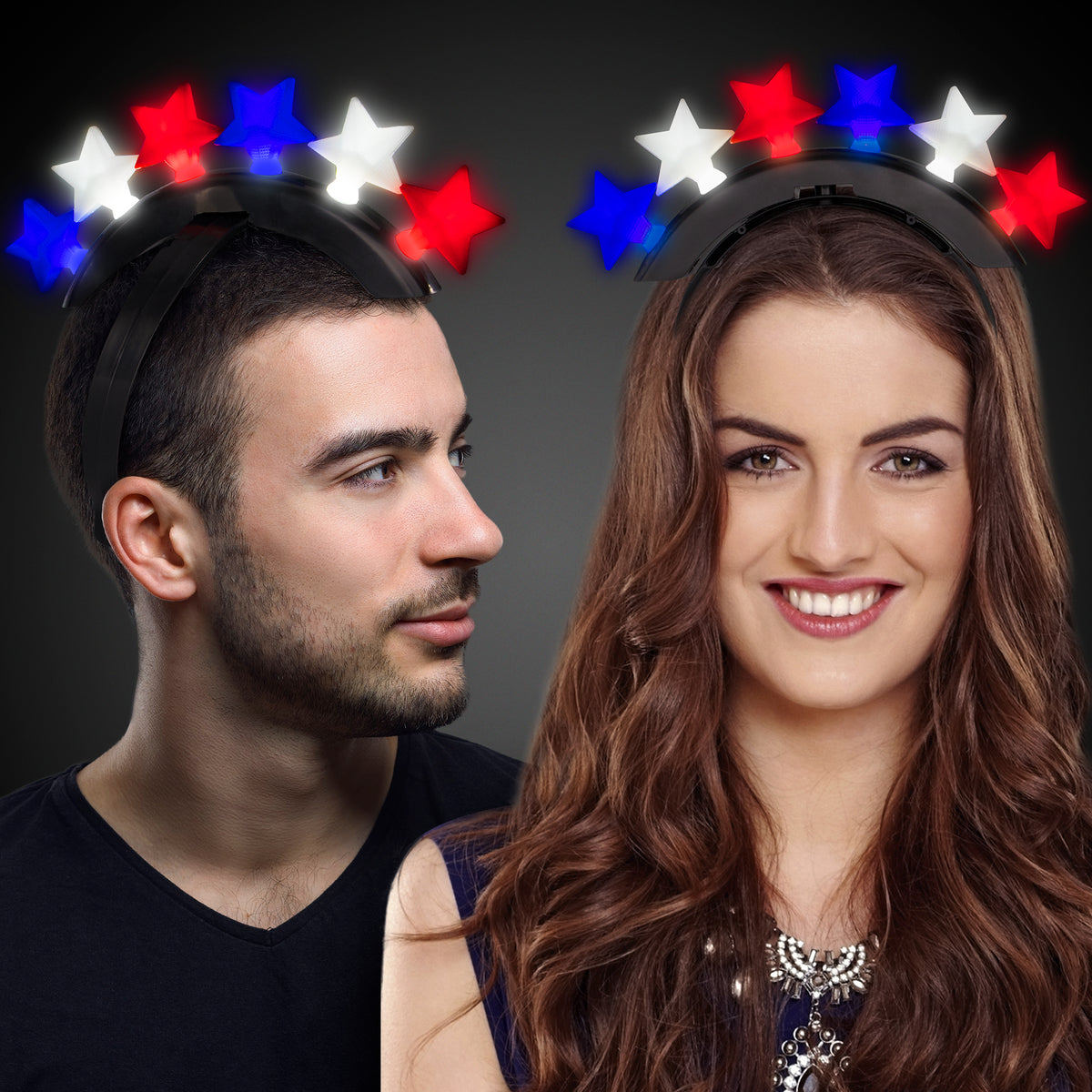 LED Patriotic Stars Mohawk Headband