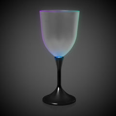 LED 10 oz. Frosted Wine Glass Black Stem