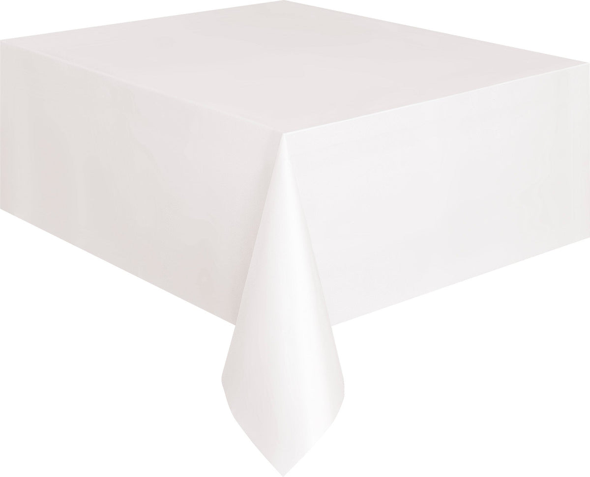 Bright White Solid Rectangular Plastic Table Cover, 54" x 108"