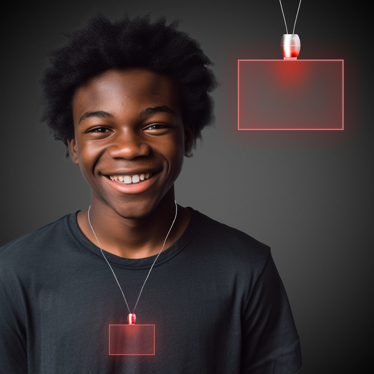 Red LED Rectangle Pendant Necklaces