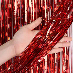 Red Metallic Fringe Curtain