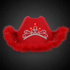 LED Red Cowboy Hat with Tiara