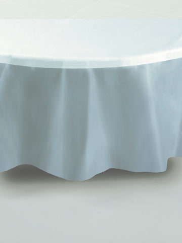 Clear Solid Round Plastic Table Cover, 84"