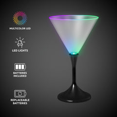 LED 7 oz. Martini Glass With Black Stem
