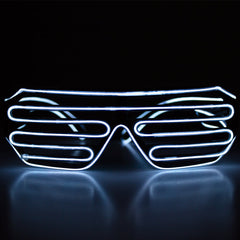 LED White Slotted EL Wire Eyeglasses