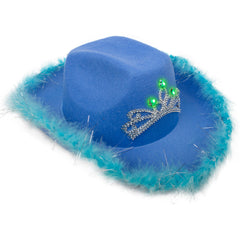 LED Blue Cowboy Hat with Tiara