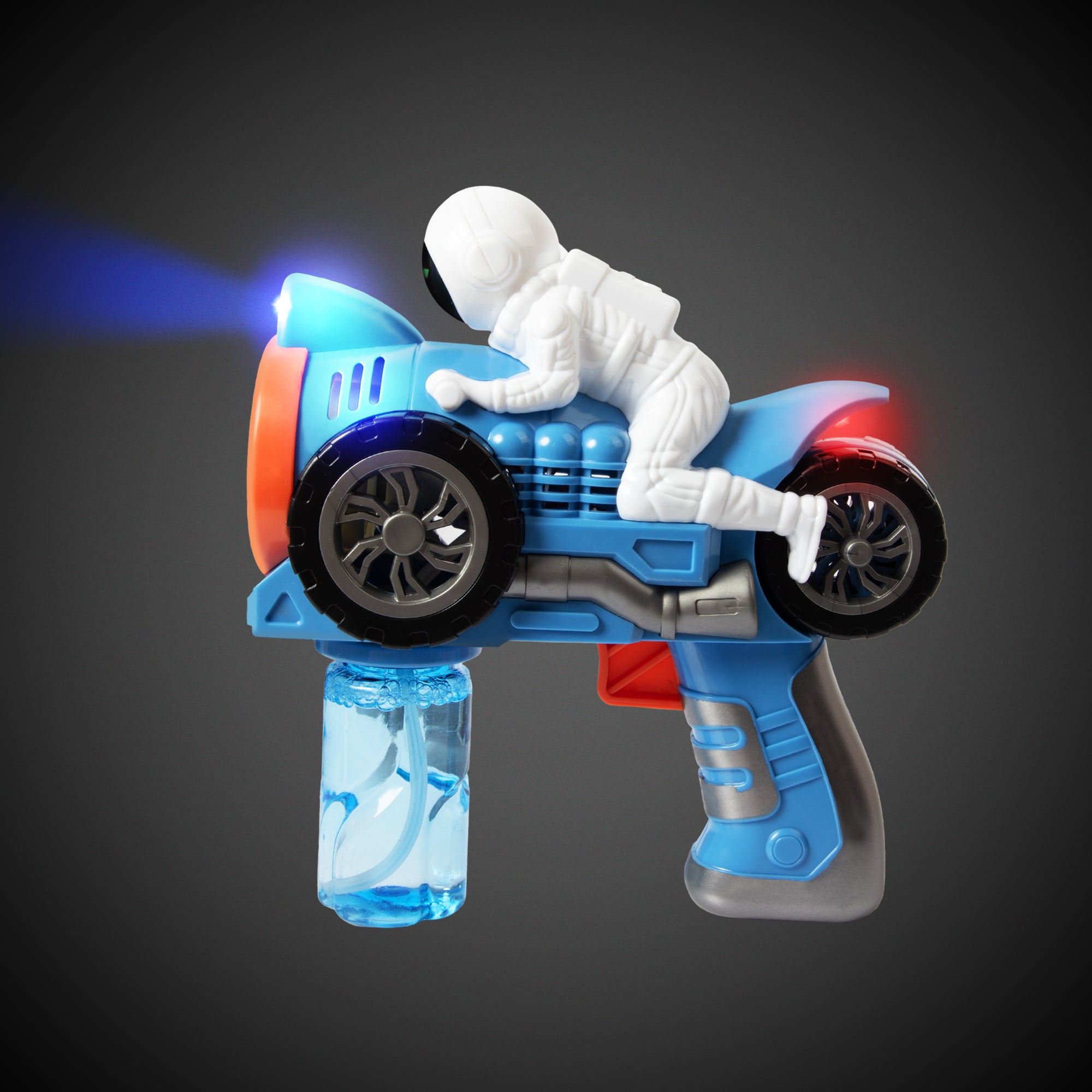 1980s kids toy plastic wearable motorcycle helmet LED Blue Motorcycle Bubble Gun by Windy City Novelties