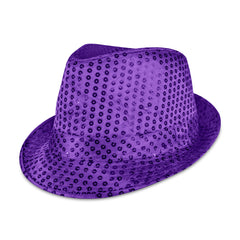 LED Purple Sequin Fedora Hat