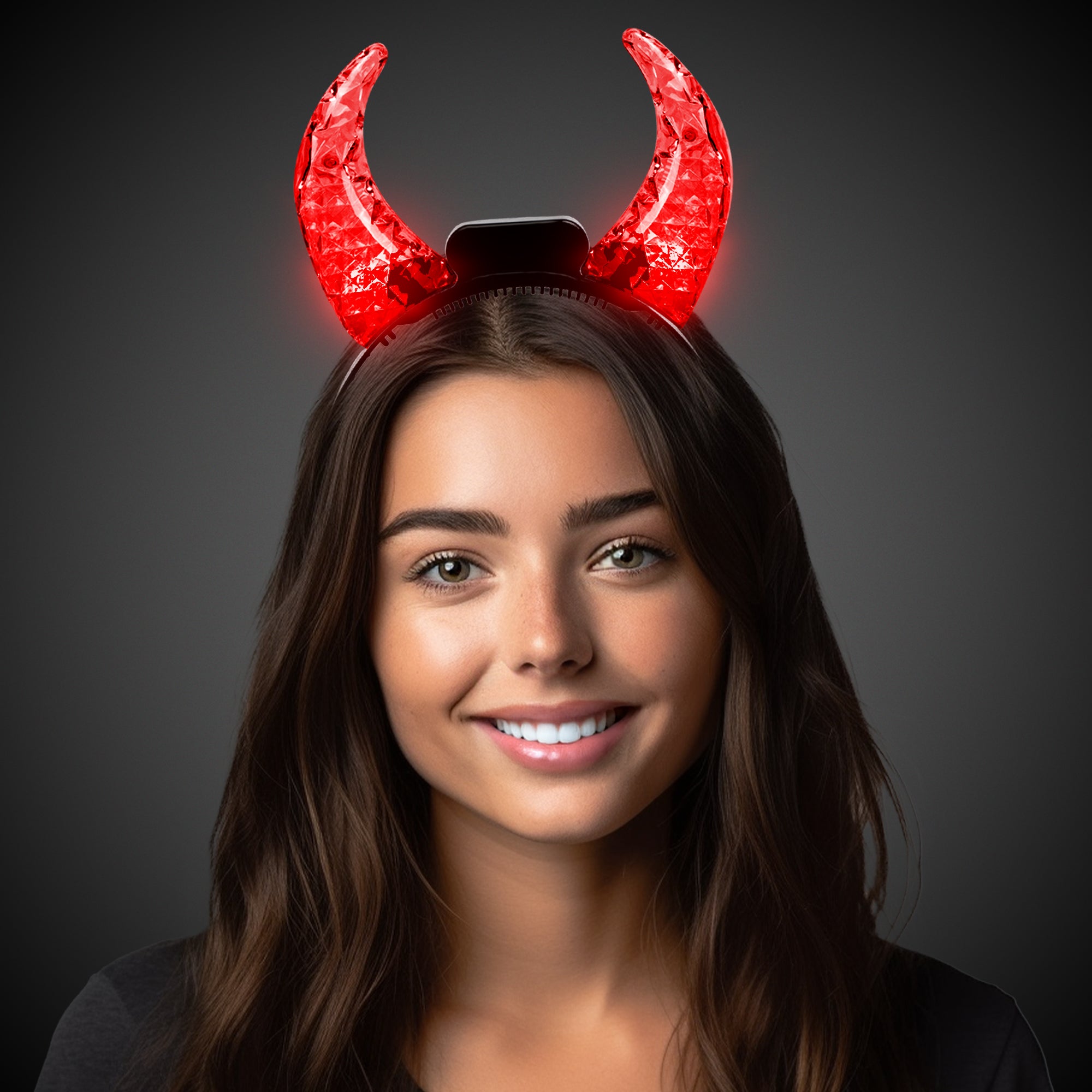 LED Red Crystal Devil Horns Headband – Windy City Novelties