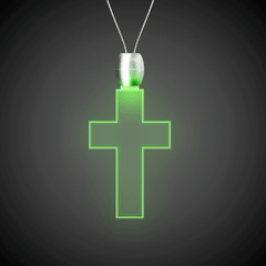 Green LED Cross Pendant Necklace